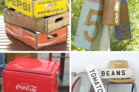vintage summer party decor :: soda crates :: buoys :: red coca-cola cooler :: farm stand signs vintage summer party decor :: soda crates :: buoys :: red coca-cola cooler :: farm stand signs