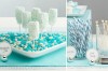 white and aqua blue color palette for a dessert buffet table white and aqua blue color palette for a dessert buffet table