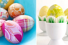 patchwork effects on easter eggs styled by suzonne stirling