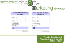 winners of the art of marketing giveaway