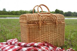 picnic basket vintage woven wicker etsy