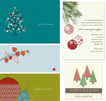 tree themed christmas cards, invite and gift tag