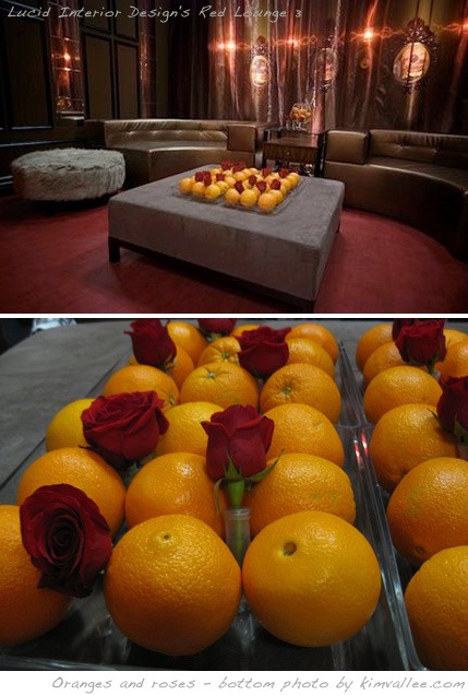 orange and roses centerpieces by lucid interior design
