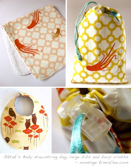 oktak baby goods :: burp cloth :: drawstring bag :: bibs