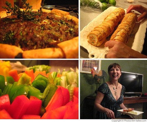 brie with caramelized onions :: provencal baguettes :: crudites :: kim Vallee