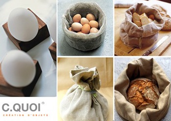 203 bread bag : reb egg basket : oug egg cup by c.quoi