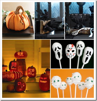 Harvest Pumpkin Cheesecake :: Black Halloween Punch Bowl & Skeleton Ladle :: raven pair :: templates to carve pumpins :: halloween cake pops