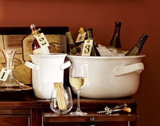 wine labels and Ceramic Wine Buckets at Pottery Barn