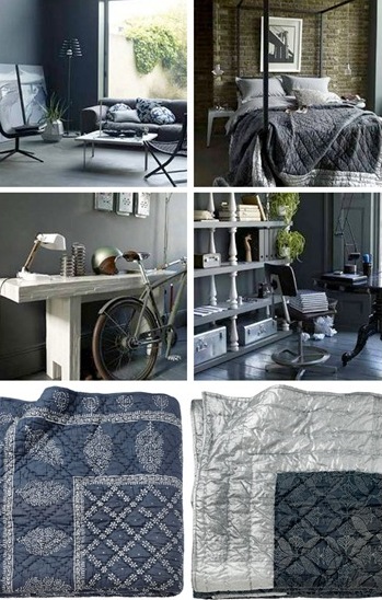 decorating with gray walls :: bedding with silver metallic print