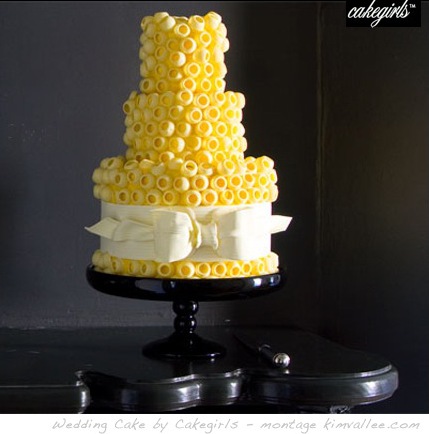yellow modern wedding cake by cakegirls