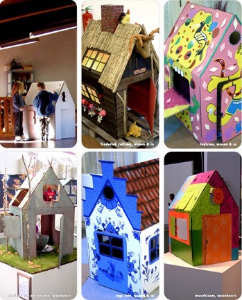 kidsonroof cardboard houses decorated by artists for a Unicef project