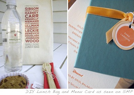 DIY lunch bag and letterpress menu card