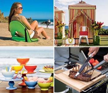 metro seat and bbq carver set by picnic time :: birthday party cake stands, chesapeake changing cabana by Pottery Barn