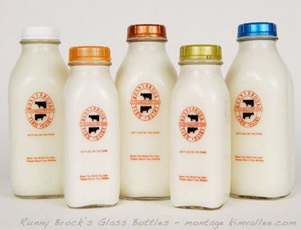 runny brock milk glass bottle packaging
