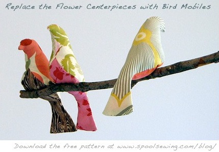 replace flower centerpieces with bird mobiles
