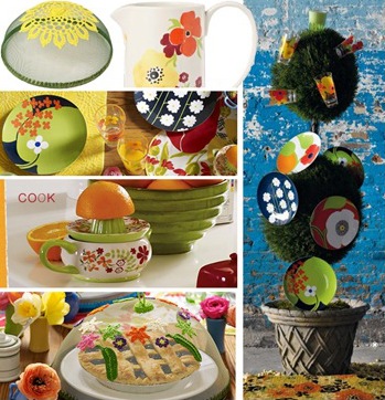 crocheted food cover :: fresh-squeezed juicer :: garden pitcher :: late for dinner plates at anthropologie