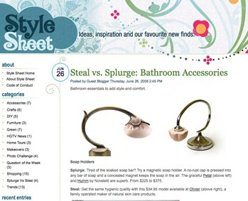 guest blogging on style sheet about bathroom accessories