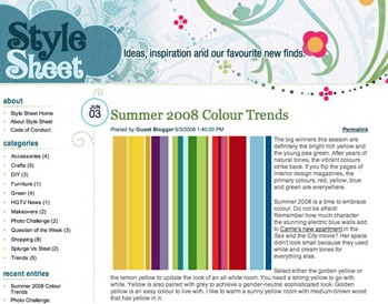 summer 2008 colour trends in style sheet from hgtv.ca