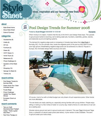 pool design trends for 2008 :: guest blogging on style sheet hgtv.ca blog