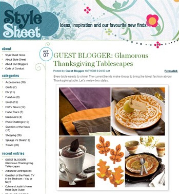 my glamorous thanksgiving tabletops :: guest post on style sheet