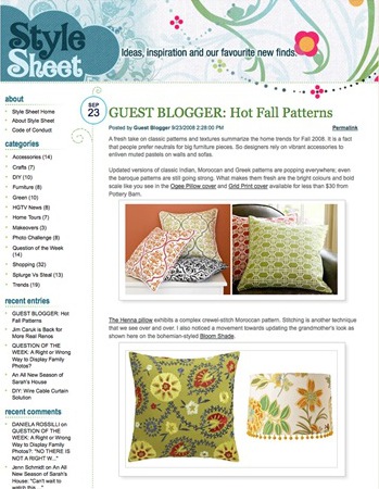 guest blogging about hot fall patterns on style sheet, the blog of hgtv.ca