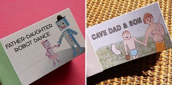father-daughter robot dance :: cave man father's day flipbook by lookability on etsy