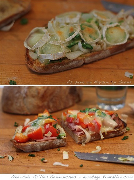 one-side grilled cheese sandwiches