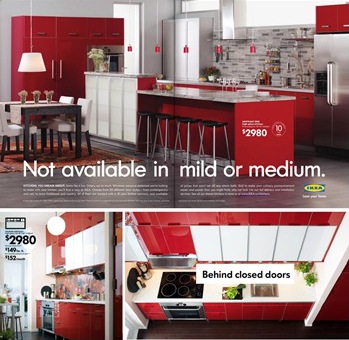 abstrakt high-gloss red kitchen cabinets at ikea