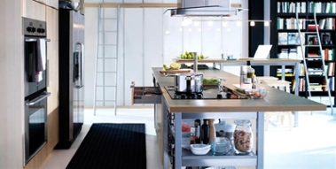 AKURUM kitchen pantry combination  with white RUBRIK doors