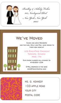 designer address labels and moving announcements by Penny People Designs