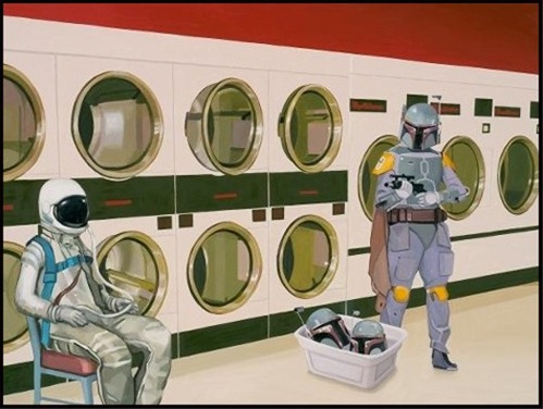 at the laundromat with boba fett