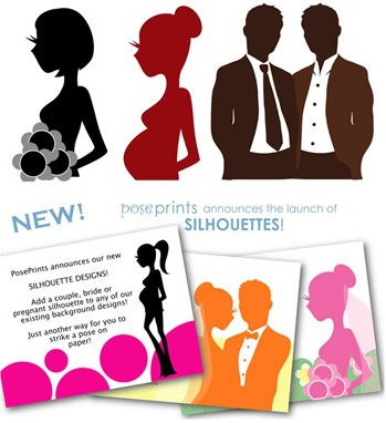 pose prints silhouettes invitations, note cards
