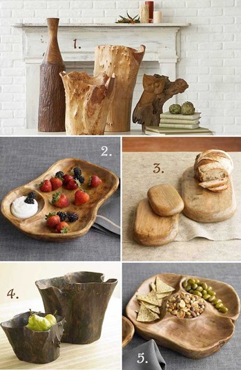 reclaimed wood tableware and vases :: chip and dip :: slab wood bread cutting boards