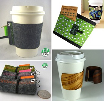 reusable coffee sleeves :: cupkozy :: hip grip cup sleeve :: bentwood coffee cuff