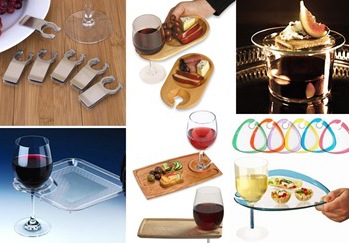 wine glass plate clip :: wine buffet plate :: wooden wine serving trays :: d\'glas mingle plate :: wine and dine