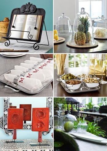 cookbook stand : glass domes : napkin rings : condiment set : home accessories