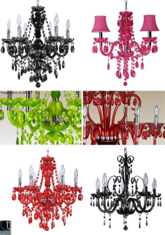 Lucite chandeliers by Titus at Home Depot
