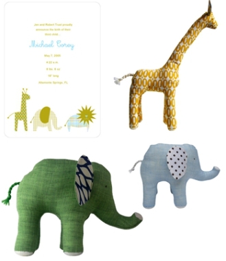 Anna Bella Baby fine stationery :: girafe and elephant toys by Wren handmade