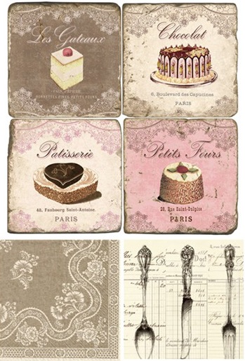 Paula Scaletta's coasters and paper napkins