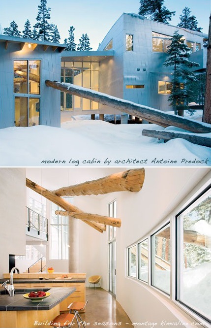 modern winter cabin log by antoine predock