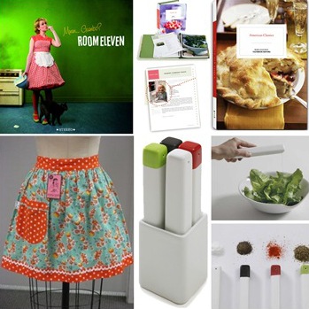 vintage housewarming gift ideas : room eleven : tastebook:  hostess apron : dedo seasoning sticks