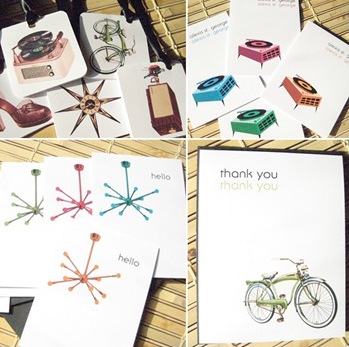 turntable :: vinatge bicycle :: sputnik fixture note cards :: etsy seller Kootie'sCloset
