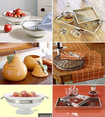 pewter and ceramic bowl with handles :: dashboard trays and coasters :: pear tureens :: autumnal plaid table linens  williamsonoma