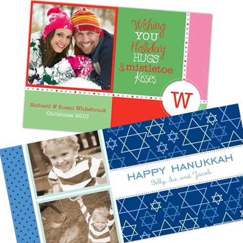 polka dot design holiday and hanukkah cards