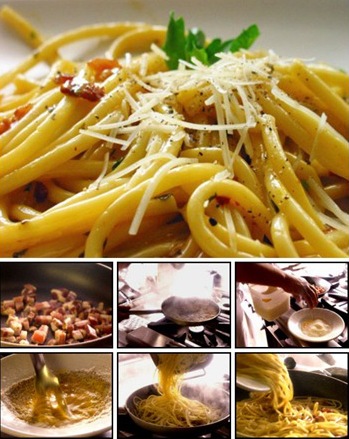 Bucatini or Spaghetti Alla Carbonara : a la di stasio
