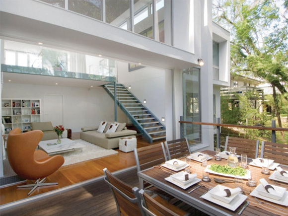 lounge and patio of a modern house in Taringa, Australia