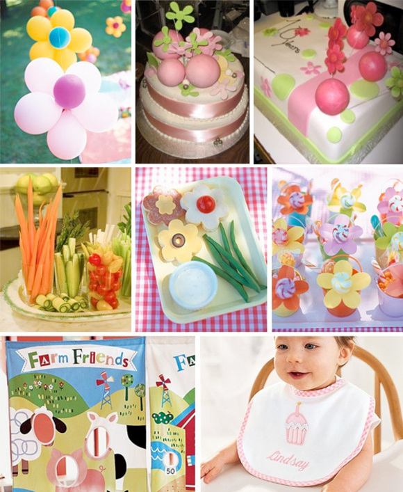 first year baby birthday :: Cakes by Tatiana :: flower-power ballons and favors by martha stewart :: food presentation
