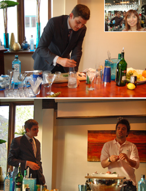 bombay sapphire presentation with UK mixologist merlin griffiths and Quebec chef louis-francois marcotte