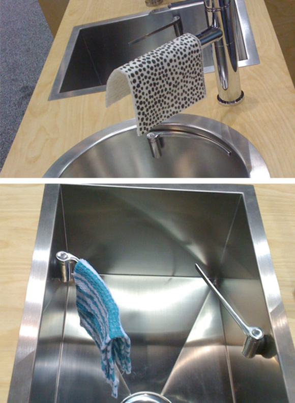 2 models of stainless steel magisso kitchen cloth holder
