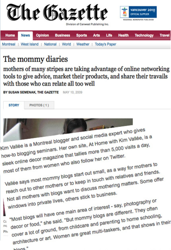 The mommy diaries on The Gazette May 10, 2009 print edition
